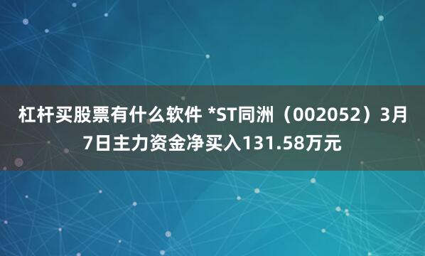 杠杆买股票有什么软件 *ST同洲（002052）3月7日主力资金净买入131.58万元