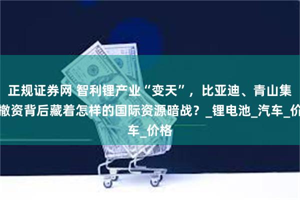 正规证券网 智利锂产业“变天”，比亚迪、青山集团撤资背后藏着怎样的国际资源暗战？_锂电池_汽车_价格