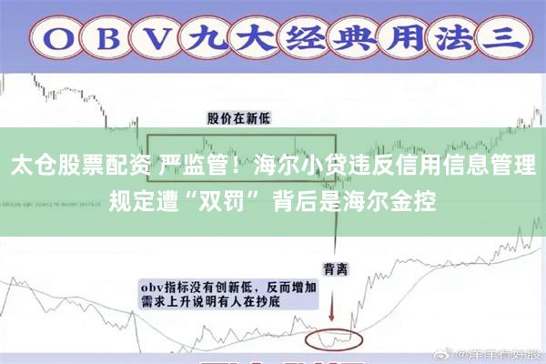 太仓股票配资 严监管！海尔小贷违反信用信息管理规定遭“双罚” 背后是海尔金控